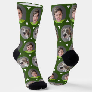Cute Forest Green Pet Photo Child Photo 2 Photo Socks
