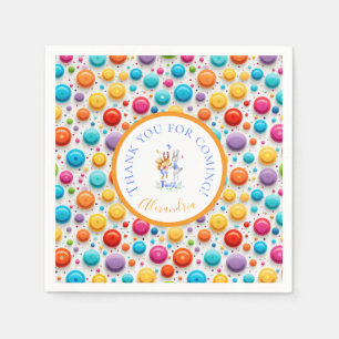 Cute Forest Rabbits Twisting Colourful Polka Dot   Napkin