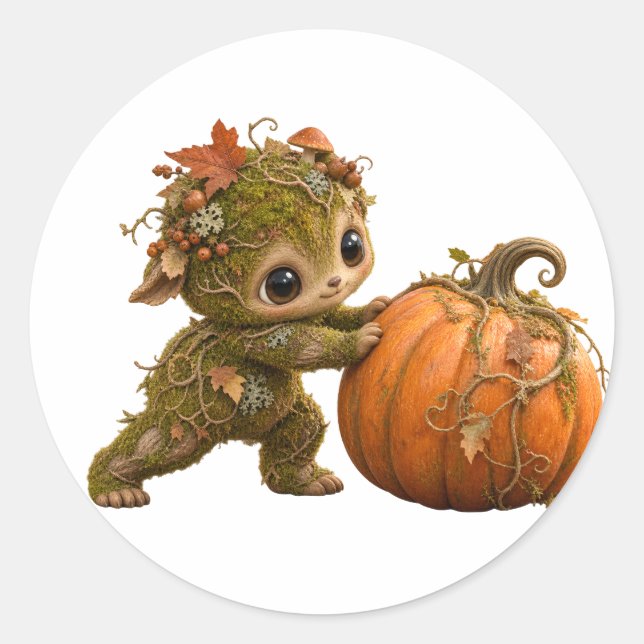 Cute Forest Sprite Pumpkin Sticker (Front)