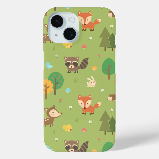 Cute Forest Woodland Animal Pattern Case-Mate iPhone Case (Back)