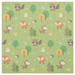Cute Forest Woodland Animal Pattern For Kids Fabric