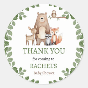 Cute Forest Woodland Animals Baby Shower Thank You Classic Round Sticker