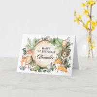 Cute Forest Woodland Animals Happy Birthday