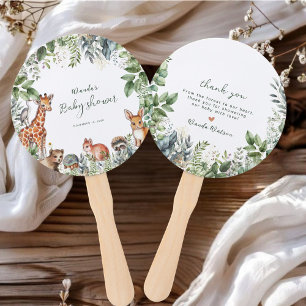 Cute Forest Woodland Baby Shower Thank You Hand Fan