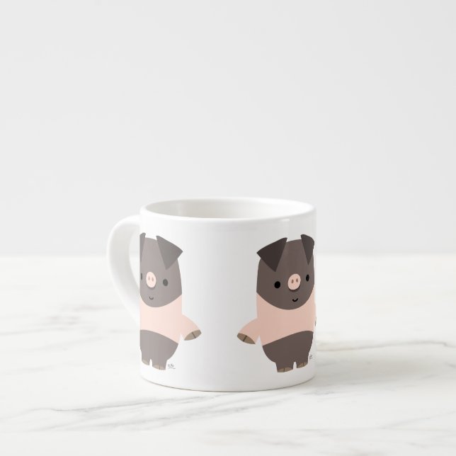Cute forte caricature Cochon Espresso Mug (Devant gauche)