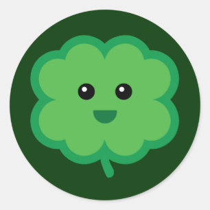 Cute Four Leaf Clover Classic Round Sticker