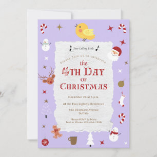 Cute Fourth Day of Christmas Traditionalist Party Invitation