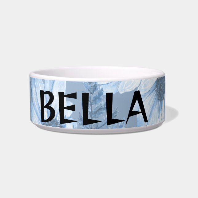 Cute Fowers Personalized Pet Bowl (Front)