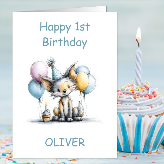 Cute Fox 1st Birthday Card (Creator Uploaded)