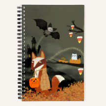 Cute Fox and Bat Sketch Journal