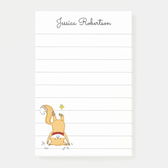 Cute Fox and Butterfly Personalized Name Post-it Notes (Front)