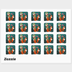 Cute Fox and Cardinal Winter Sticker