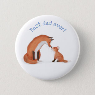 Cute fox and cub 'Best Dad ever' badge 2 Inch Round Button