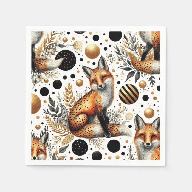 Cute Fox and Dots Seamless Napkin (Front)