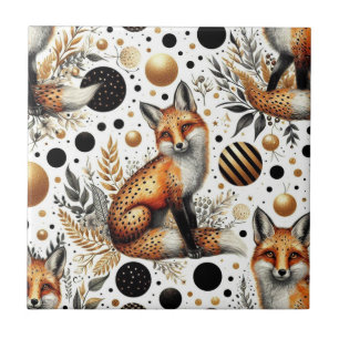 Cute Fox and Dots Seamless Tile