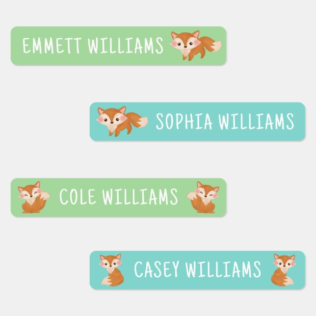 Cute Fox and Kids Name Waterproof (Group)