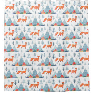 Cute Fox and Mountains Pattern Illustration