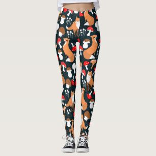 Cute Fox and Mushrooms Leggings