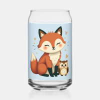 Cute Fox and Owl Whimsical Woodland Illustration