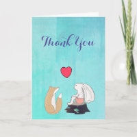 Cute Fox and Rabbit Illustration Thank You