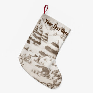 cute fox and rabbits christmas snow scene small christmas stocking