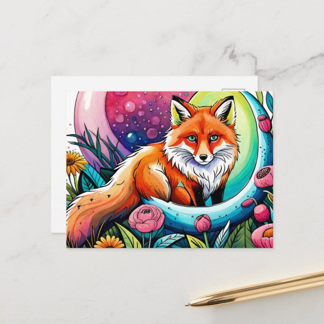 Cute Fox animal lovers  Postcard (Front/Back In Situ)
