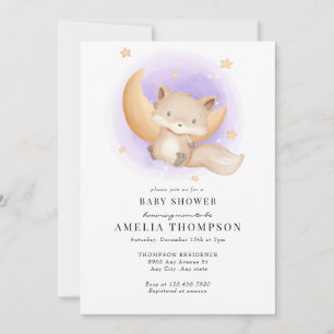 Cute Fox Animals Baby Shower Invitation