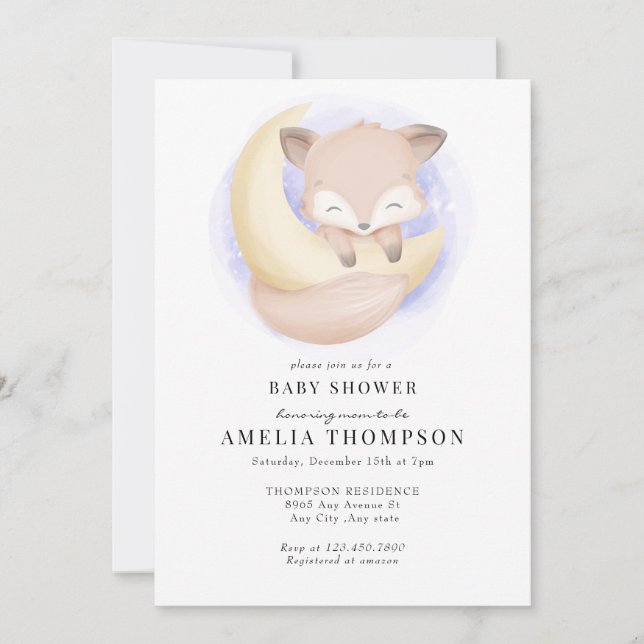 Cute Fox | Animals Baby Shower Invitation (Front)