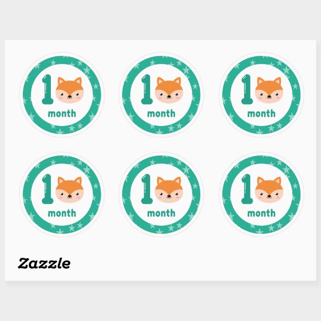 Cute Fox Baby Monthly Milestone  Classic Round Sticker (Sheet)