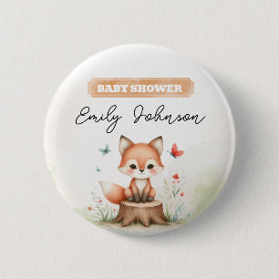 Cute fox baby shower 2 inch round button