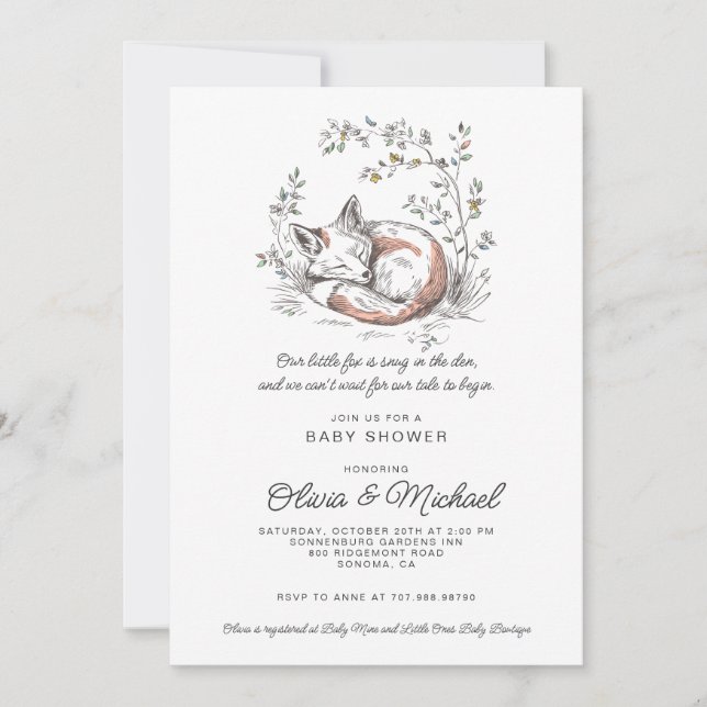 Cute Fox Baby Shower Invitation (Front)