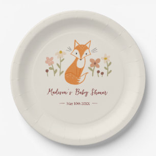 Cute Fox Baby Shower Paper Plate