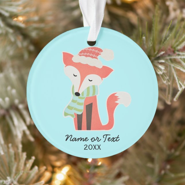 Cute Fox Baby's Christmas Winter Woodland Rustic Ornament (Tree)