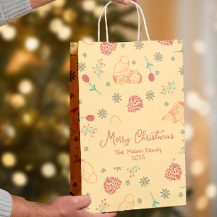 cute fox - Berries and Snowflakes– Retro Christmas Medium Gift Bag