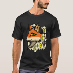 Cute Fox Bitcoin Idea Fox With Flowers Loves Bitc T-Shirt