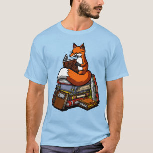 Cute Fox Book Reading Animal T-Shirt