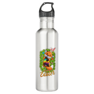 Cute Fox Bunny Ears Happy Easter Fox with Easter E 710 Ml Water Bottle