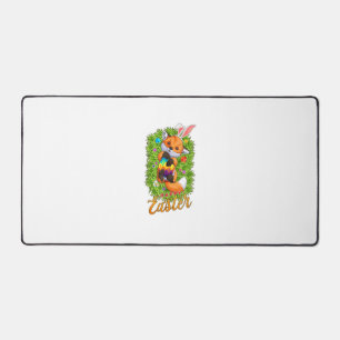 Cute Fox Bunny Ears Happy Easter Fox with Easter E Desk Mat