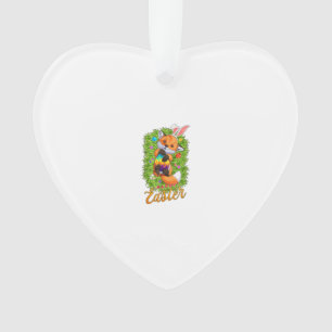 Cute Fox Bunny Ears Happy Easter Fox with Easter E Ornament