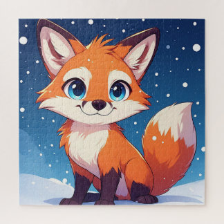 Cute Fox Christmas Holiday Jigsaw Puzzle