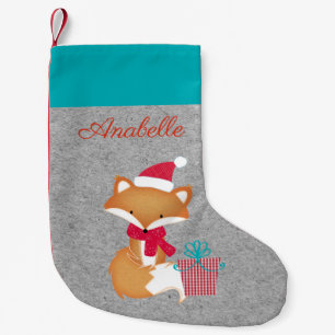Cute Fox Christmas Personalized Small Christmas Stocking