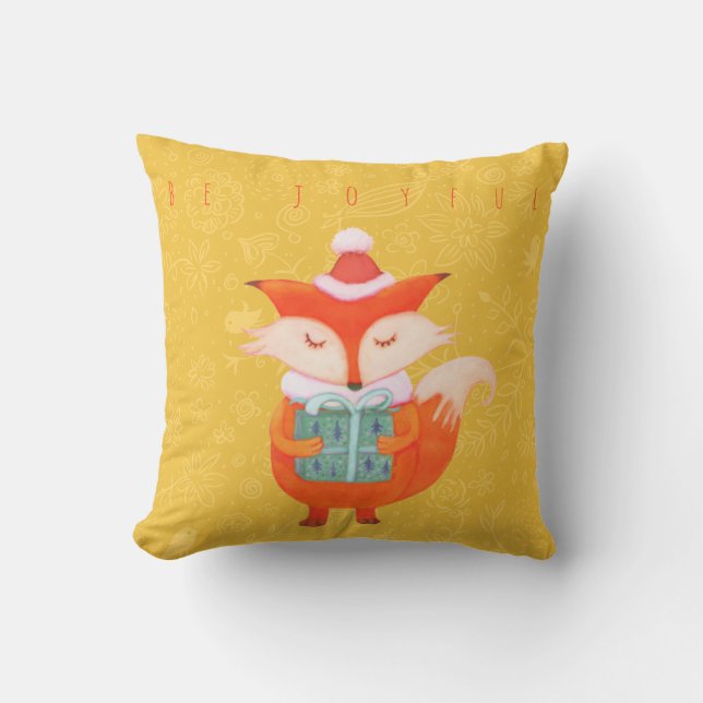 Cute Fox ChristmasThrow Pillow (Front)