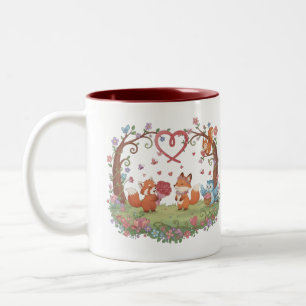 Cute Fox Couple Love Heart Mug