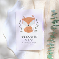 Cute Fox Cub Rustique Bois Baby shower Merci