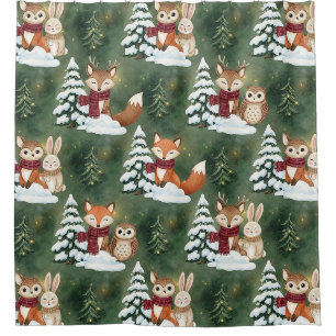 Cute Fox Deer Owl Christmas Winter Forest