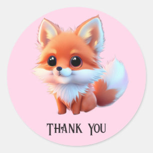 Cute fox drawing woodland animals forest friends classic round sticker