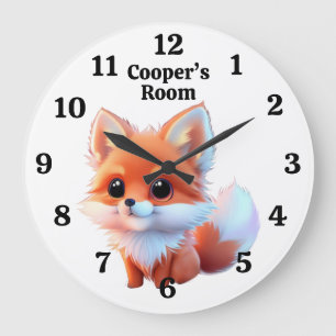 Cute fox drawing woodland animals forest friends large clock