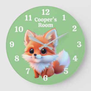 Cute fox drawing woodland animals forest friends large clock