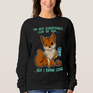 Cute Fox Drinking Coffee Fox Animal Furry 1 Sweatshirt
