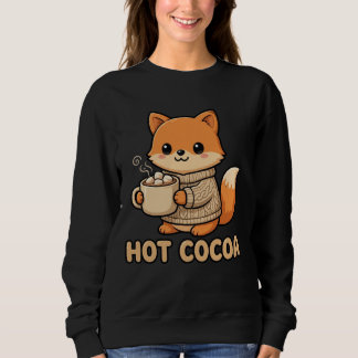 Cute Fox Drinking Hot Cocoa Winter Cozy Sweater